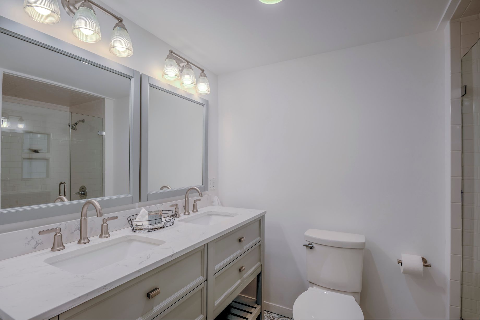 Renovation in Campbell Place, Bethany Beach DE - Bathroom with 60-inch Double Sink Vanity