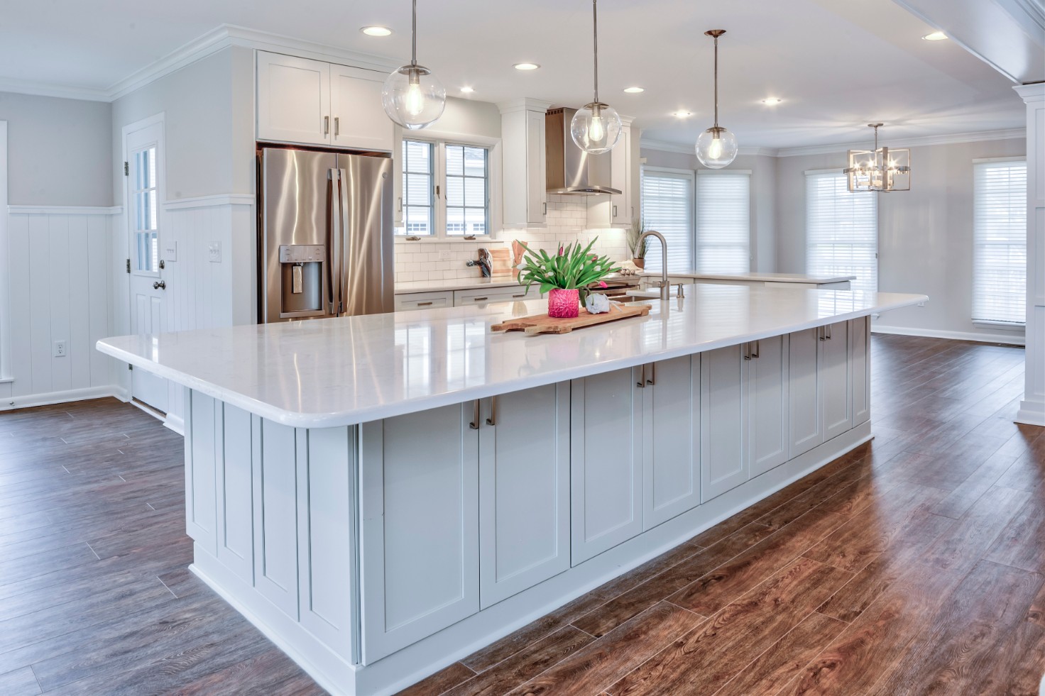 Canal Way Kitchen Remodel in Bethany Beach DE with Center Island with White Shaker Cabinets
