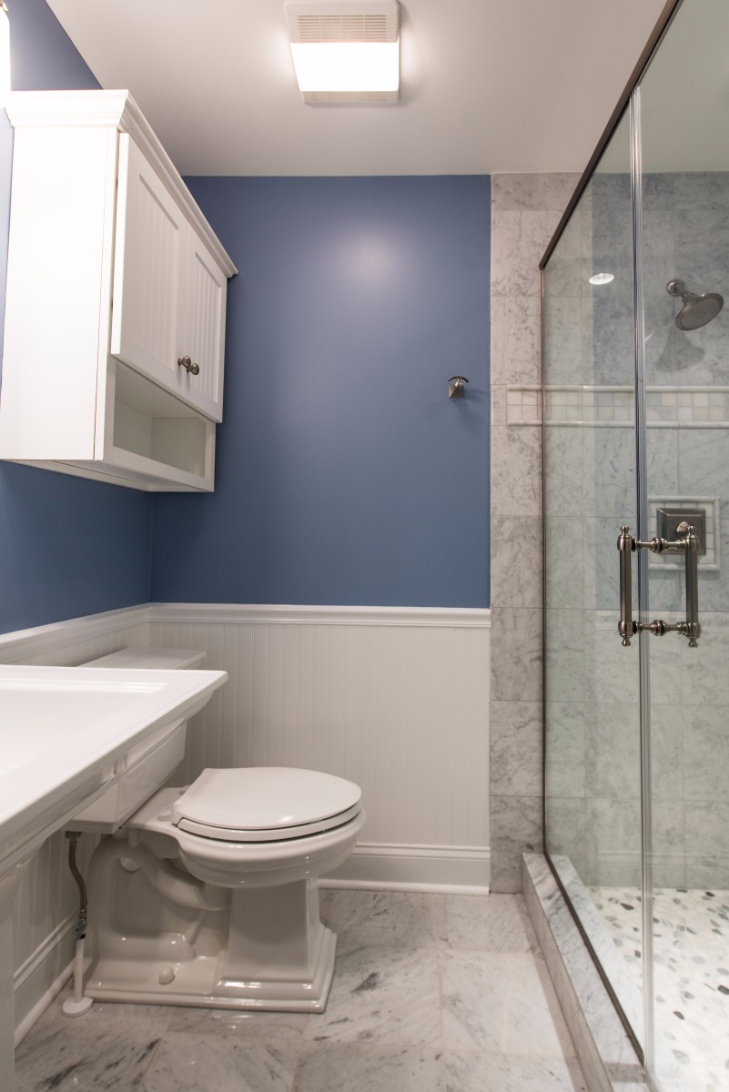 Bathroom Remodel in Ocean Ridge, Bethany Beach DE with Memoirs Elongated Toilet and Glass Shower Door