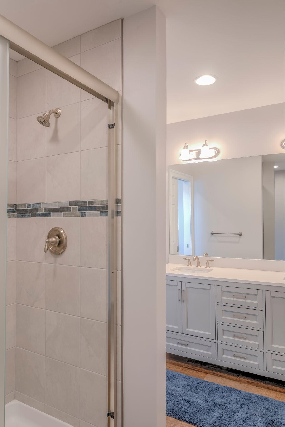 Bathroom Remodel in October Glory, Ocean View DE with Bevalo 12x12 Dove Tile