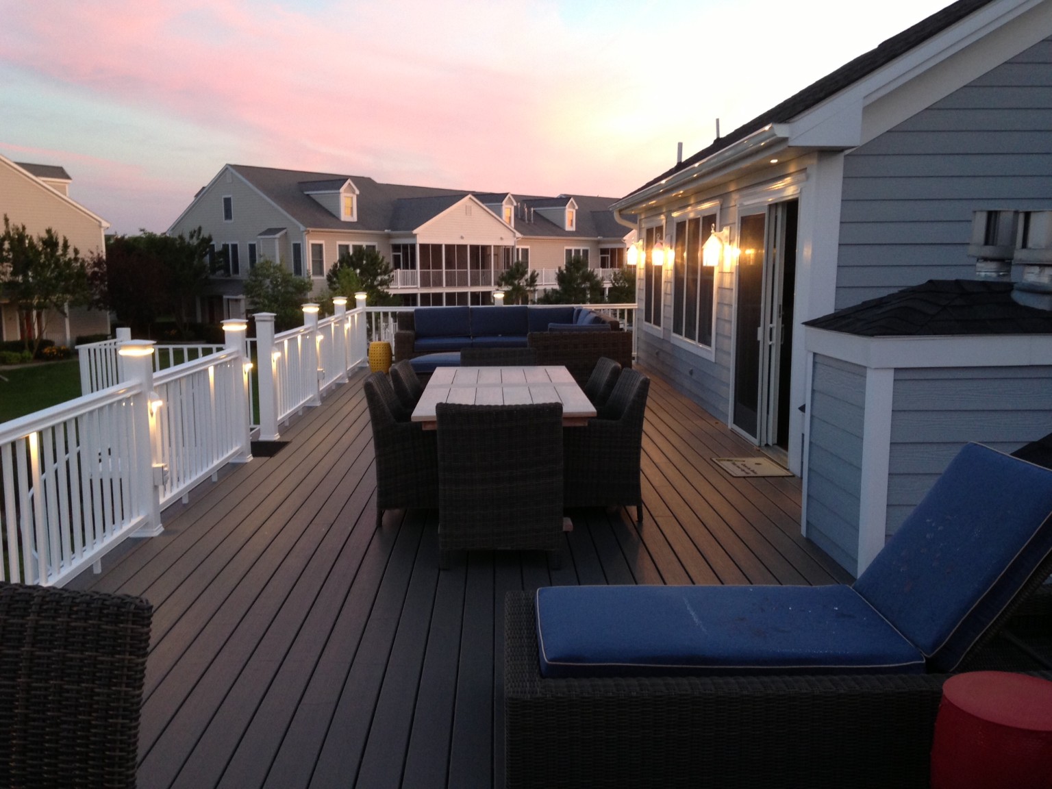 Willow Oak Deck Addition in Bear Trap Dunes, Ocean View DE with PVC Extruded Decking and Patio Furniture